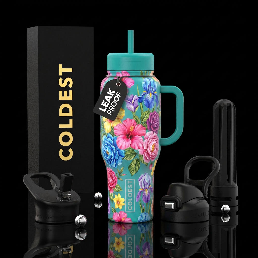 Bright florals water bottle design