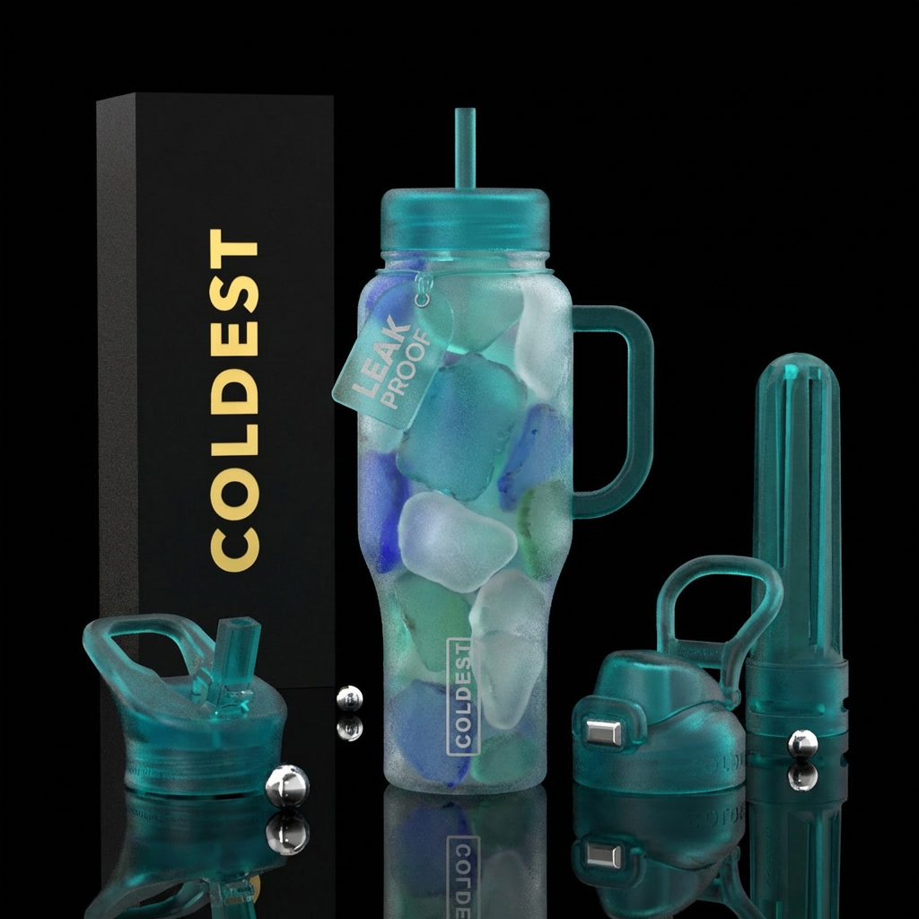 Sea glass, realism water bottle design