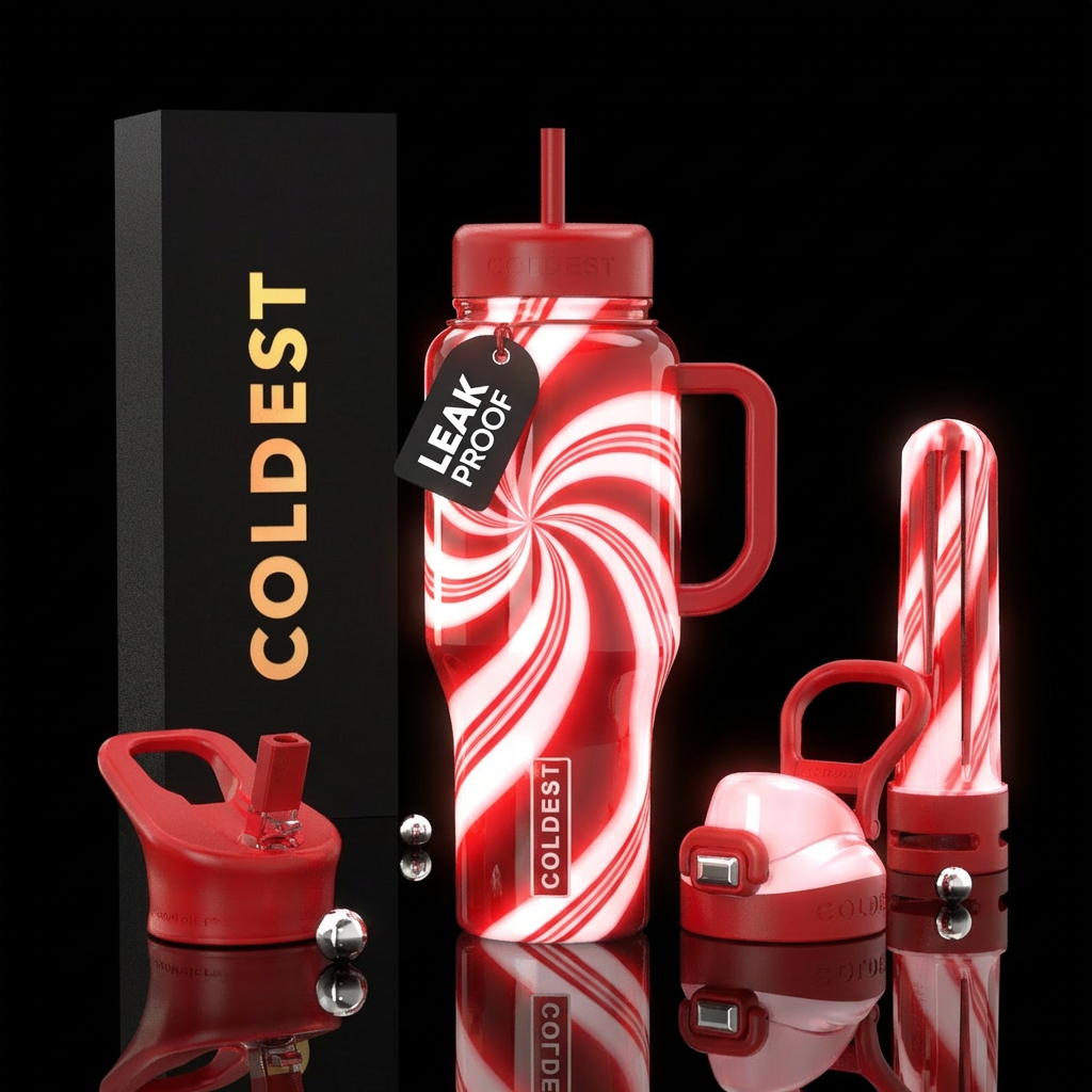 Glowy, peppermint water bottle design