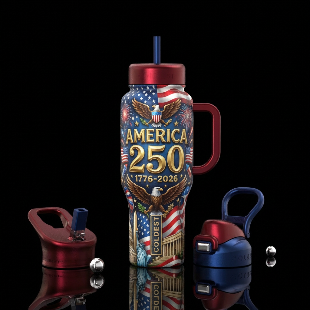 America's 250th anniversary, realism water bottle design