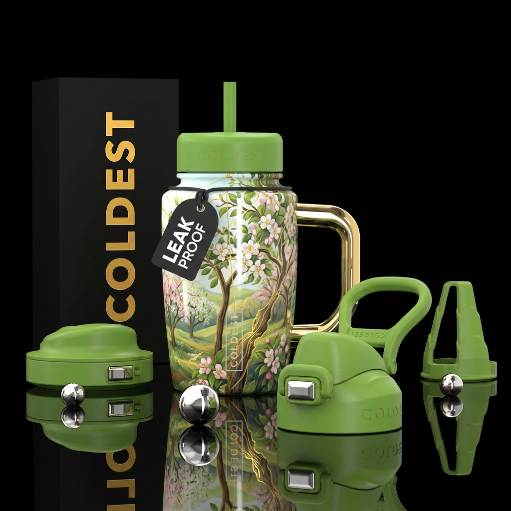 Apple orchard in bloom water bottle design