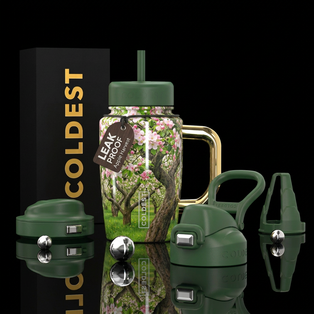 Apple orchard in bloom water bottle design