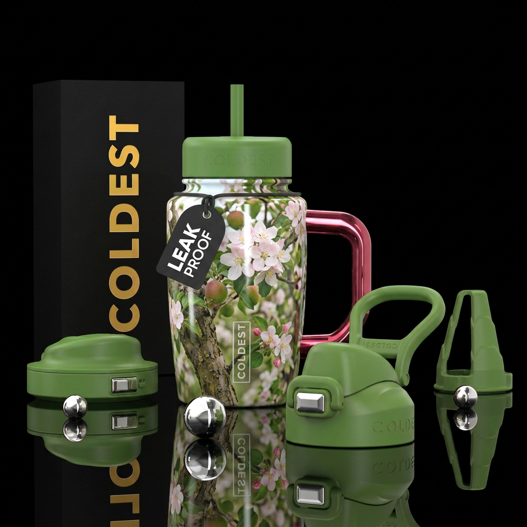 Apple orchard in bloom water bottle design