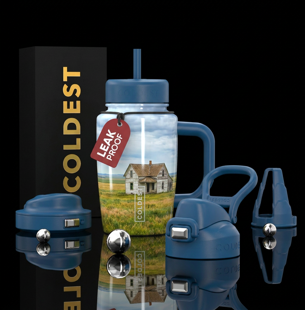 Farmhouse on the prairie water bottle design