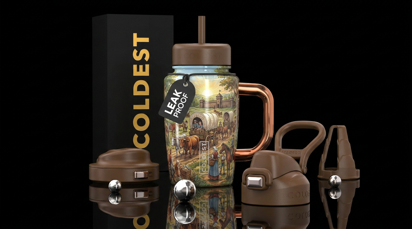 Settlers arriving into boonsborough water bottle design