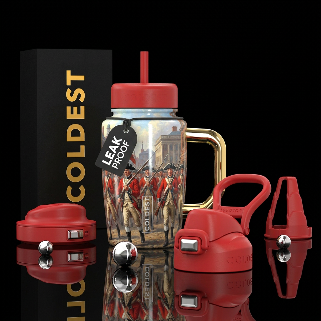 Redcoats marching into Washington during the revol... water bottle design