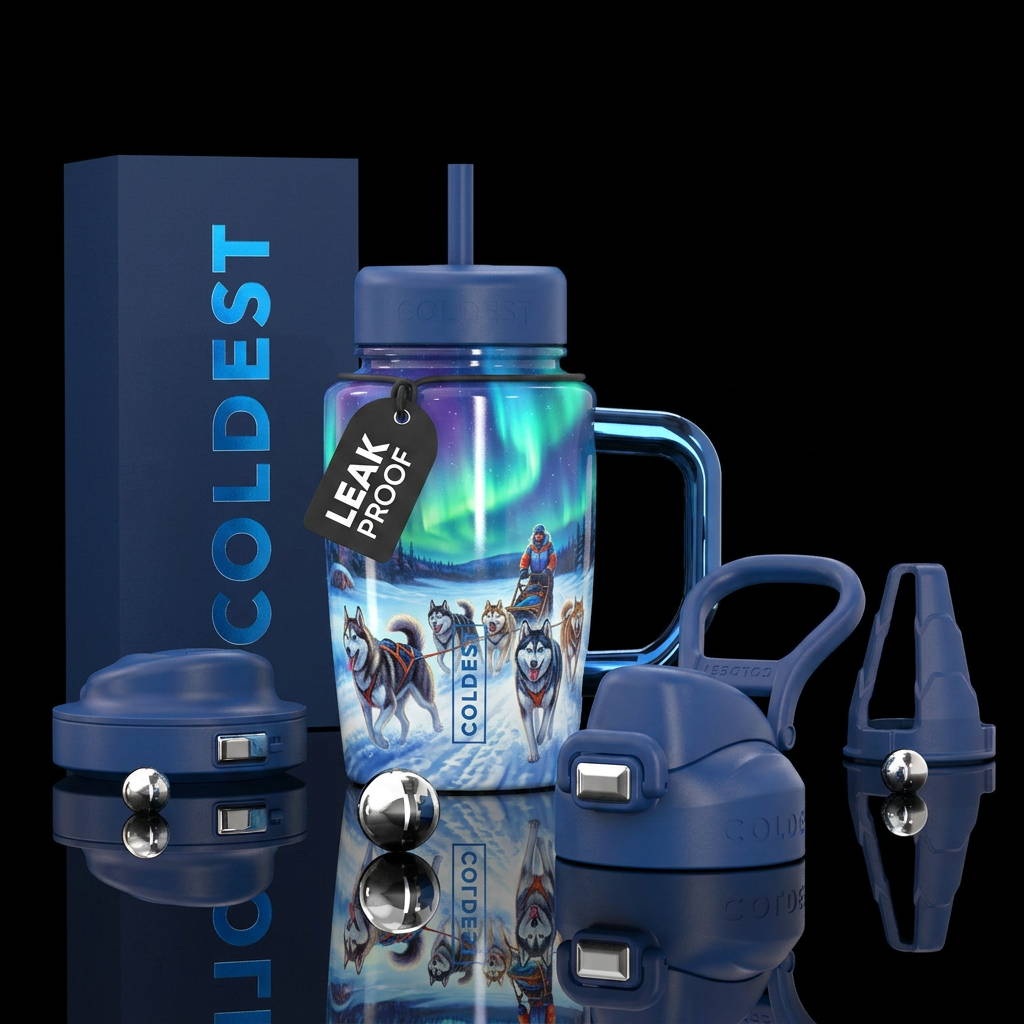 Alaskan dog races water bottle design