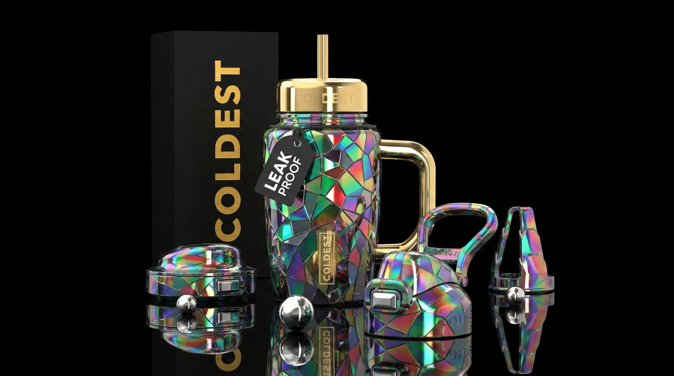 Shattered mirror water bottle design