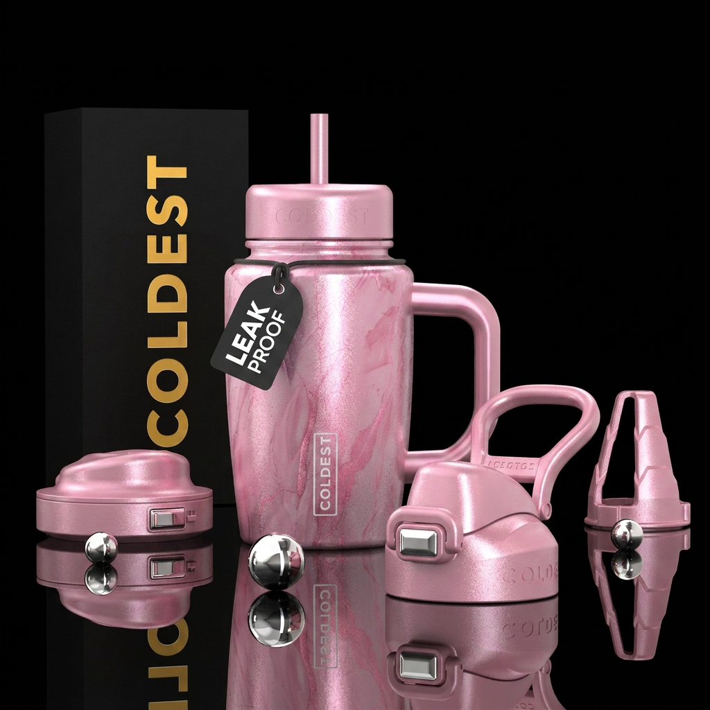 Baby metalic pink textured water bottle design