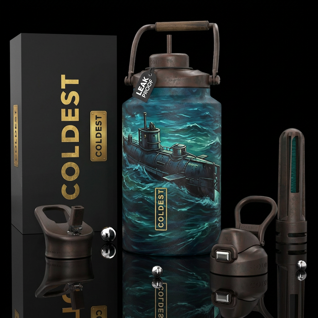 The  H.L. Hunely prowling civil war era waters water bottle design