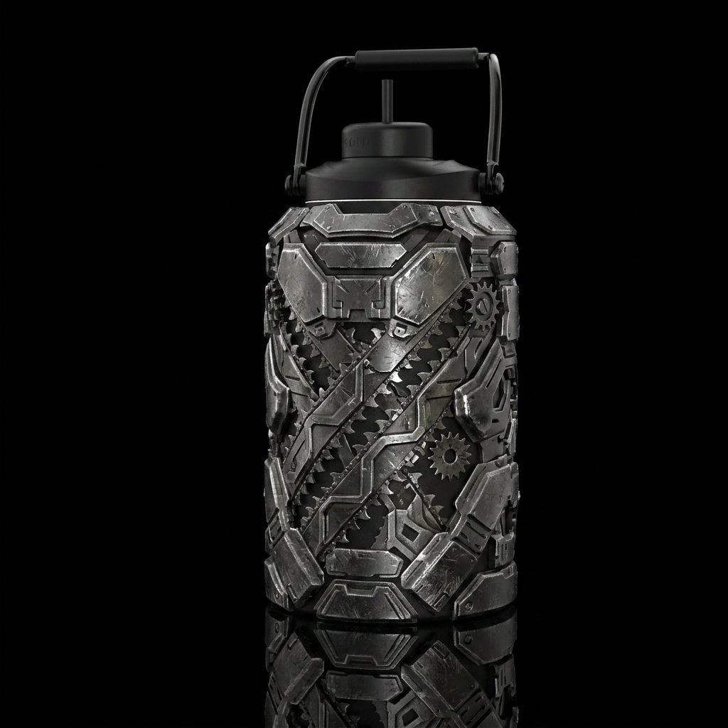 Chainsaw armor water bottle design