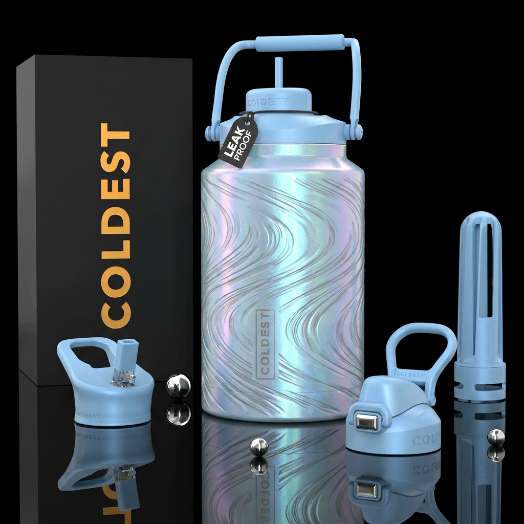 Tumbler is swirls etched into stainless steel with... water bottle design