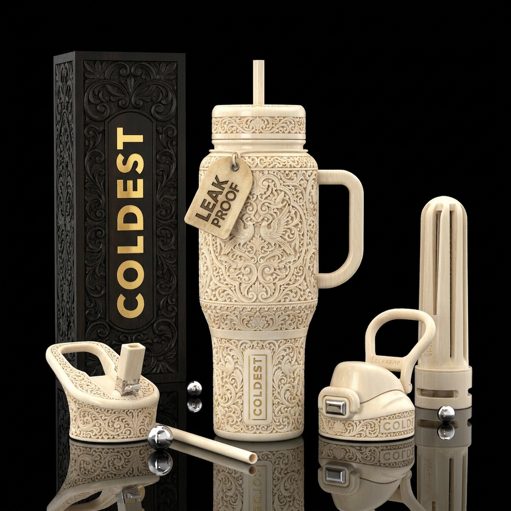Tumbler is hand carved ivory from the 1850s water bottle design