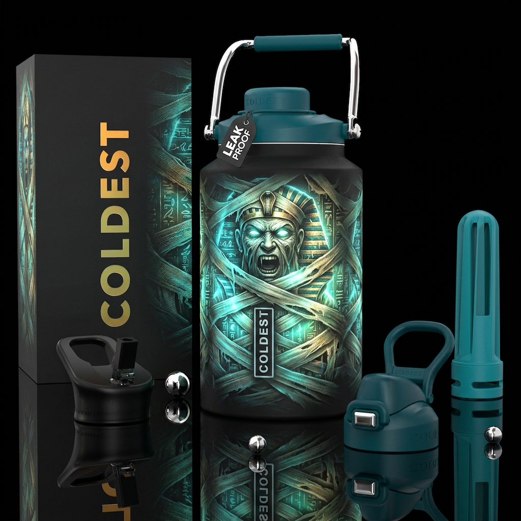 Mummies curse glowy water bottle design