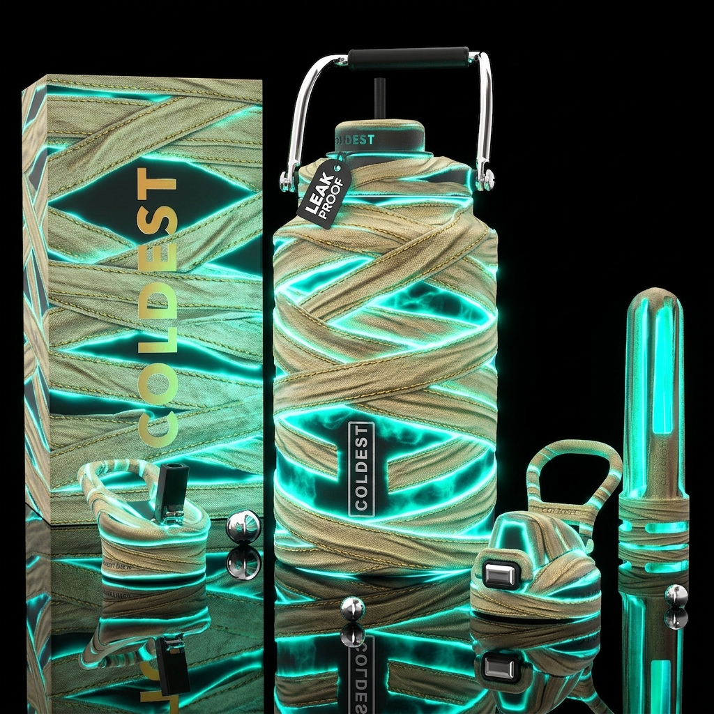 Mummies curse glowy water bottle design