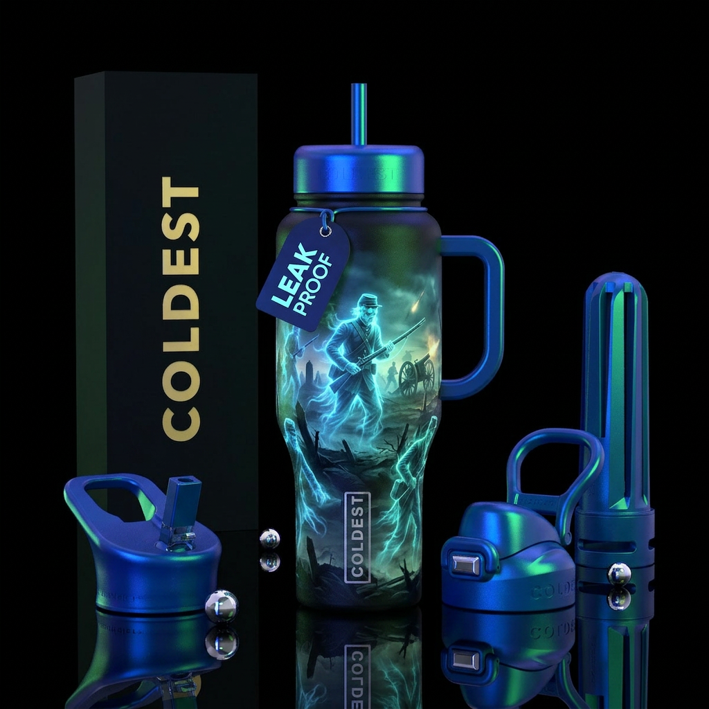 Ghostly civil war soldiers on an ancient battlefie... water bottle design