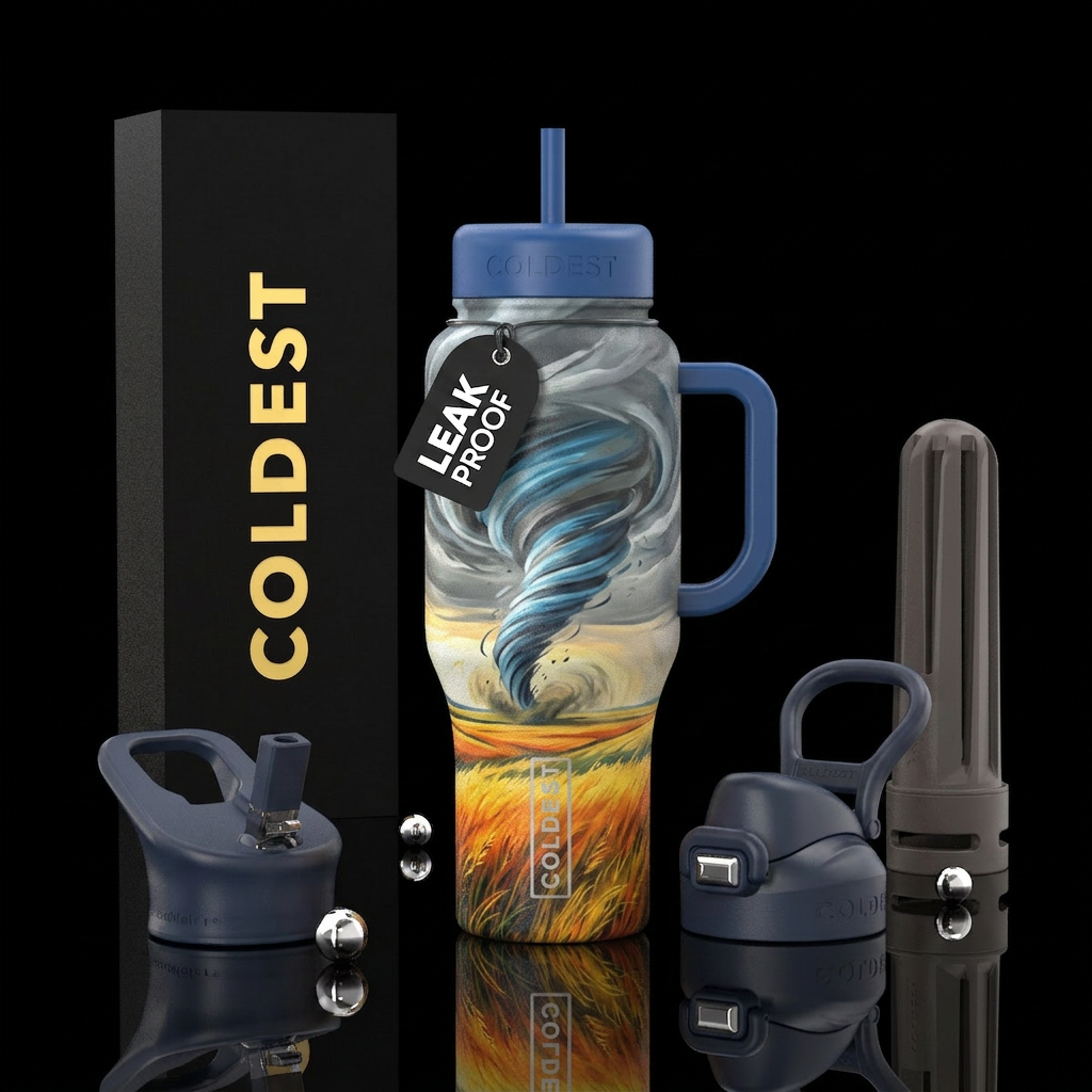Cyclone on the prairie water bottle design