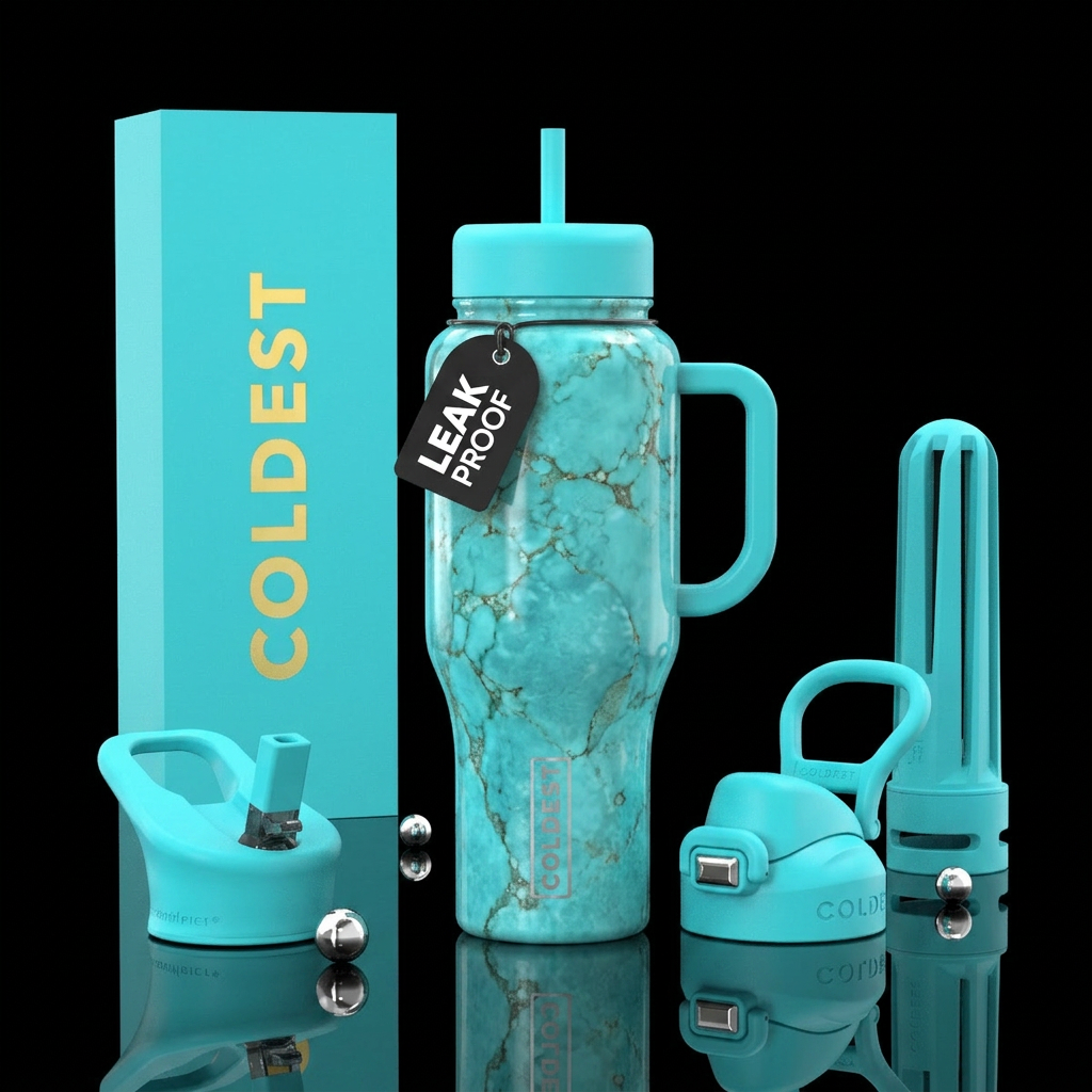 Tumbler is made out of natural turquoise water bottle design
