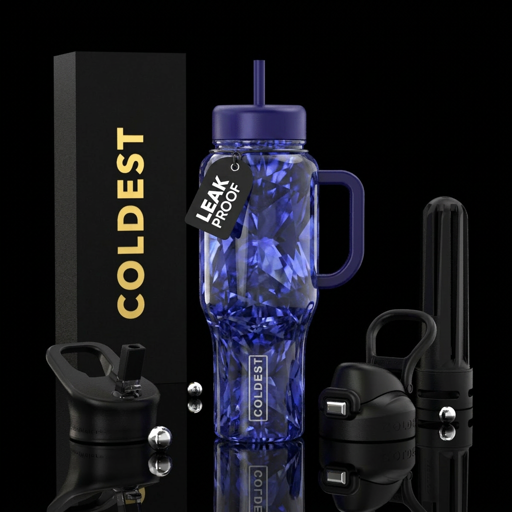Tumbler is made out of natural tanzenite water bottle design
