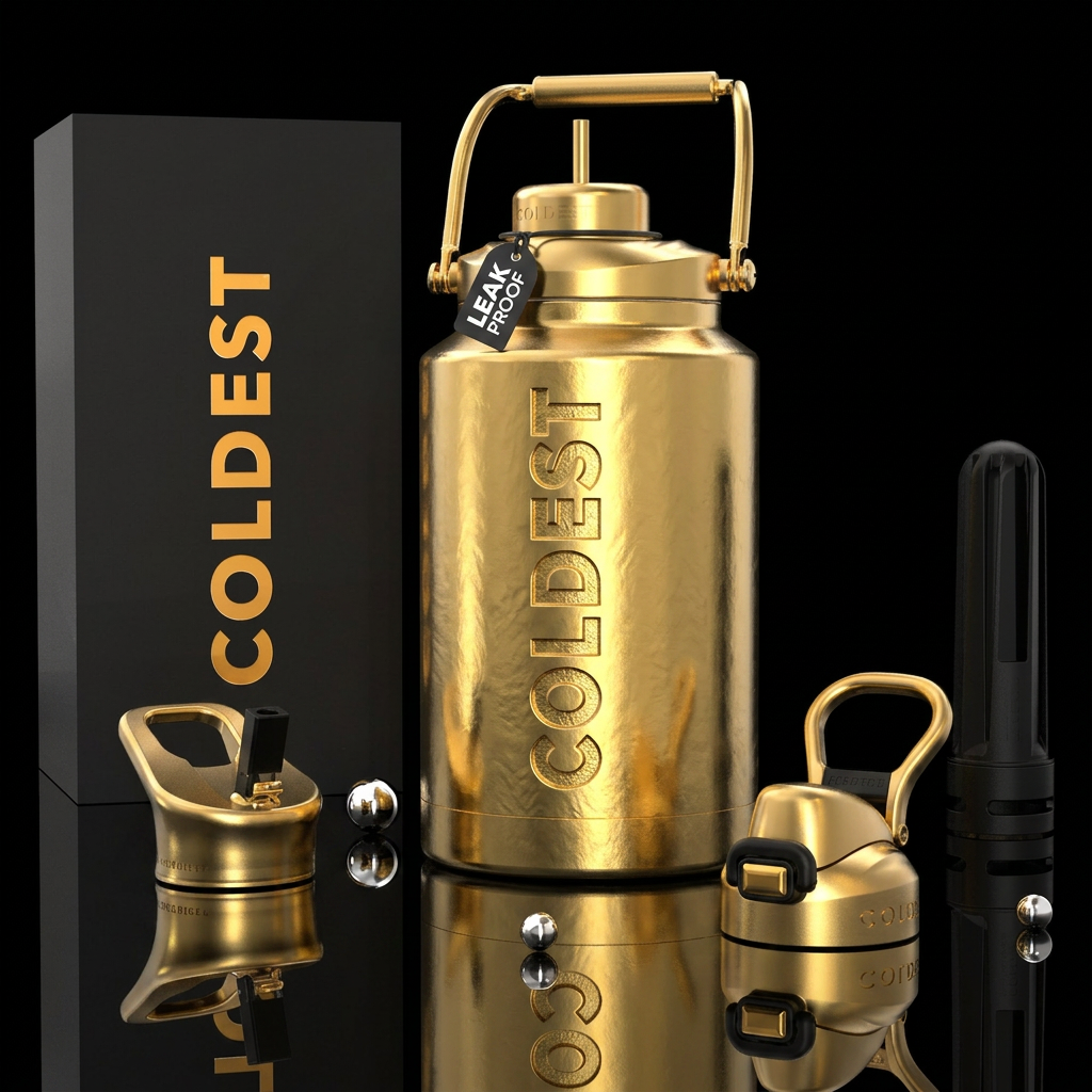 Tumbler is a gold ingot with Coldest pressed into ... water bottle design