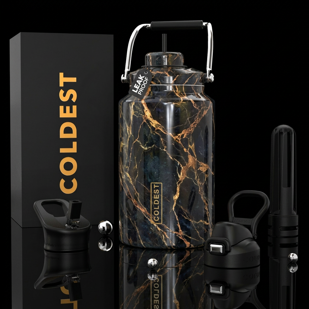 Tumbler is a marble countertop water bottle design