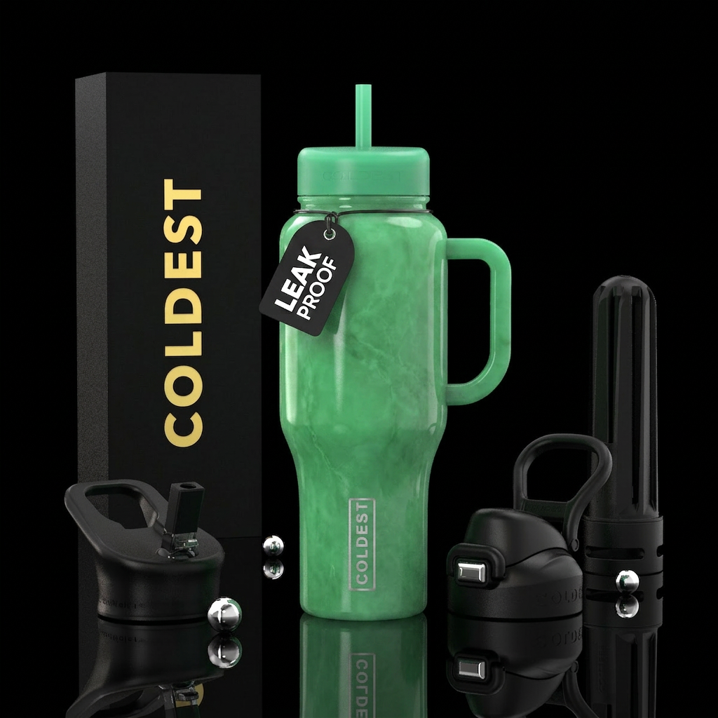 Tumbler is the color of green jade water bottle design