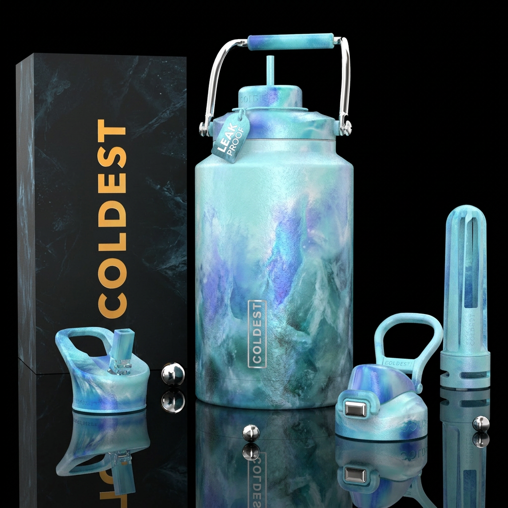 Tumbler is the color of melting glacial ice water bottle design