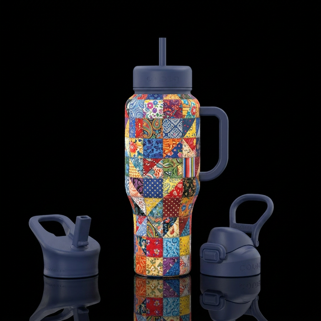 Generational quilt water bottle design