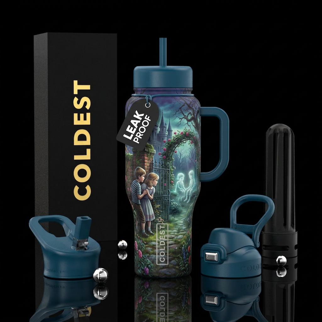 Tumbler is a story of 2 children seeing 2 ghost ch... water bottle design
