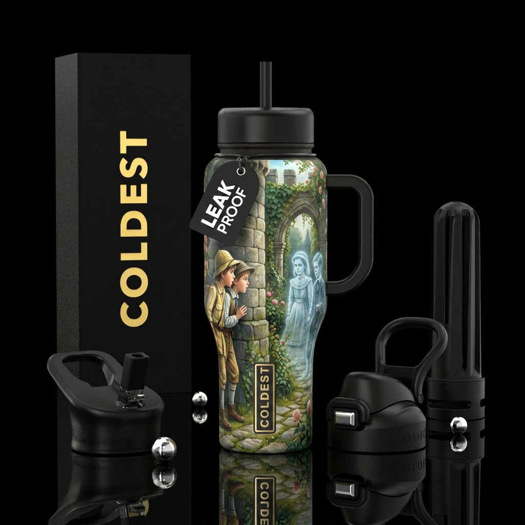 Tumbler is a story of 2 children seeing 2 ghost ch... water bottle design