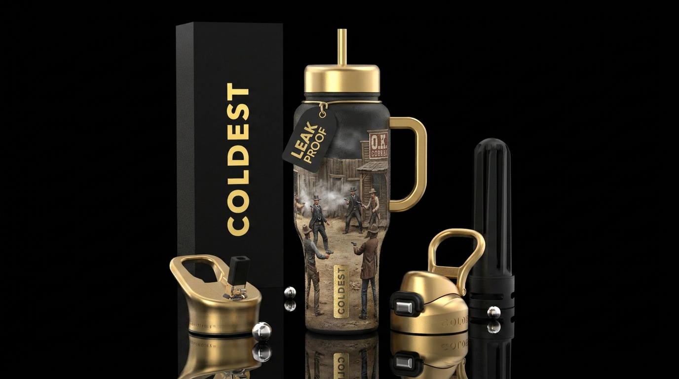 Gunfight at the ok corral textured water bottle design