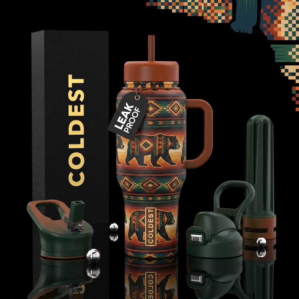 Tumbler is a western native American inspired blan... water bottle design