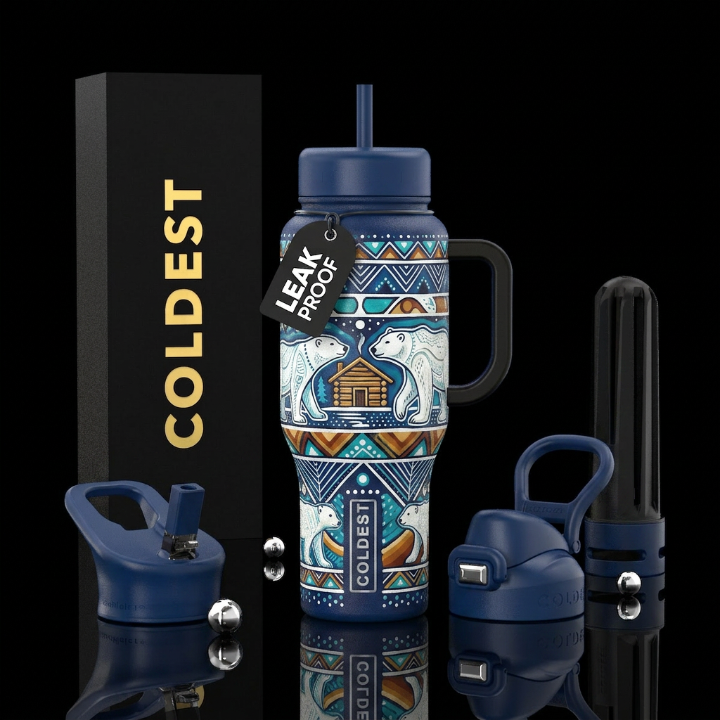 Tumbler is a northern native Inuit inspired blanke... water bottle design