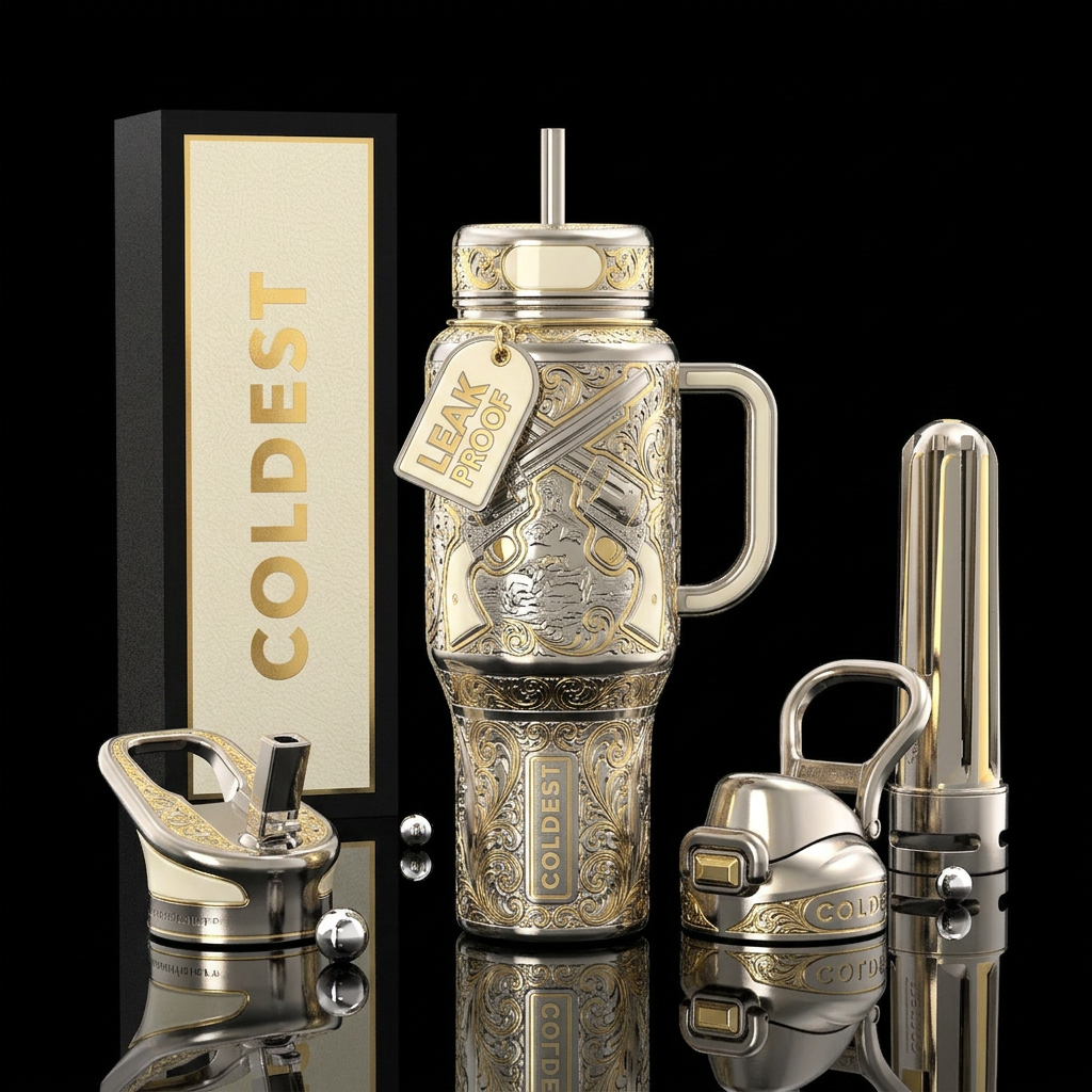 Looks like it is nickel plated and engraved like a... water bottle design