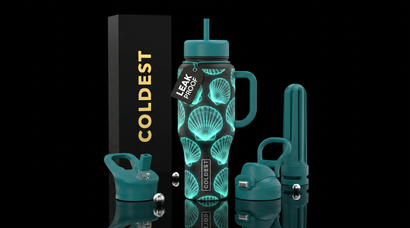 Glowy scallop shells from the ocean water bottle design