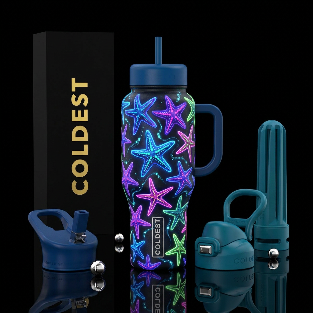Glowy starfish water bottle design