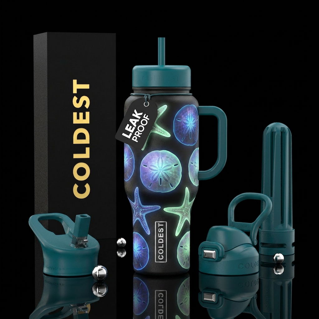 Glowy sand dollars and starfish water bottle design