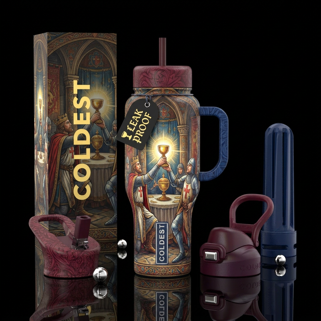 King Arthur and the knights of the Round Table fin... water bottle design