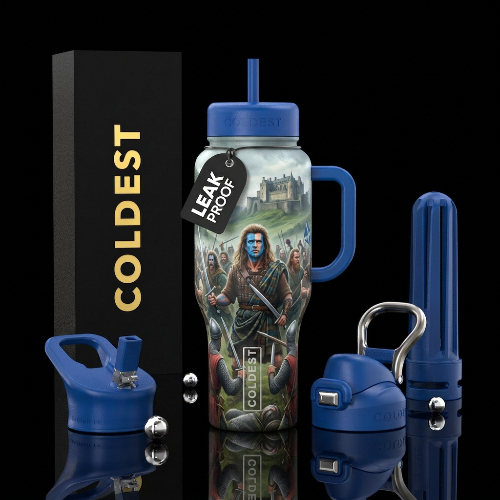 William Wallace leading Scotish warriors against t... water bottle design