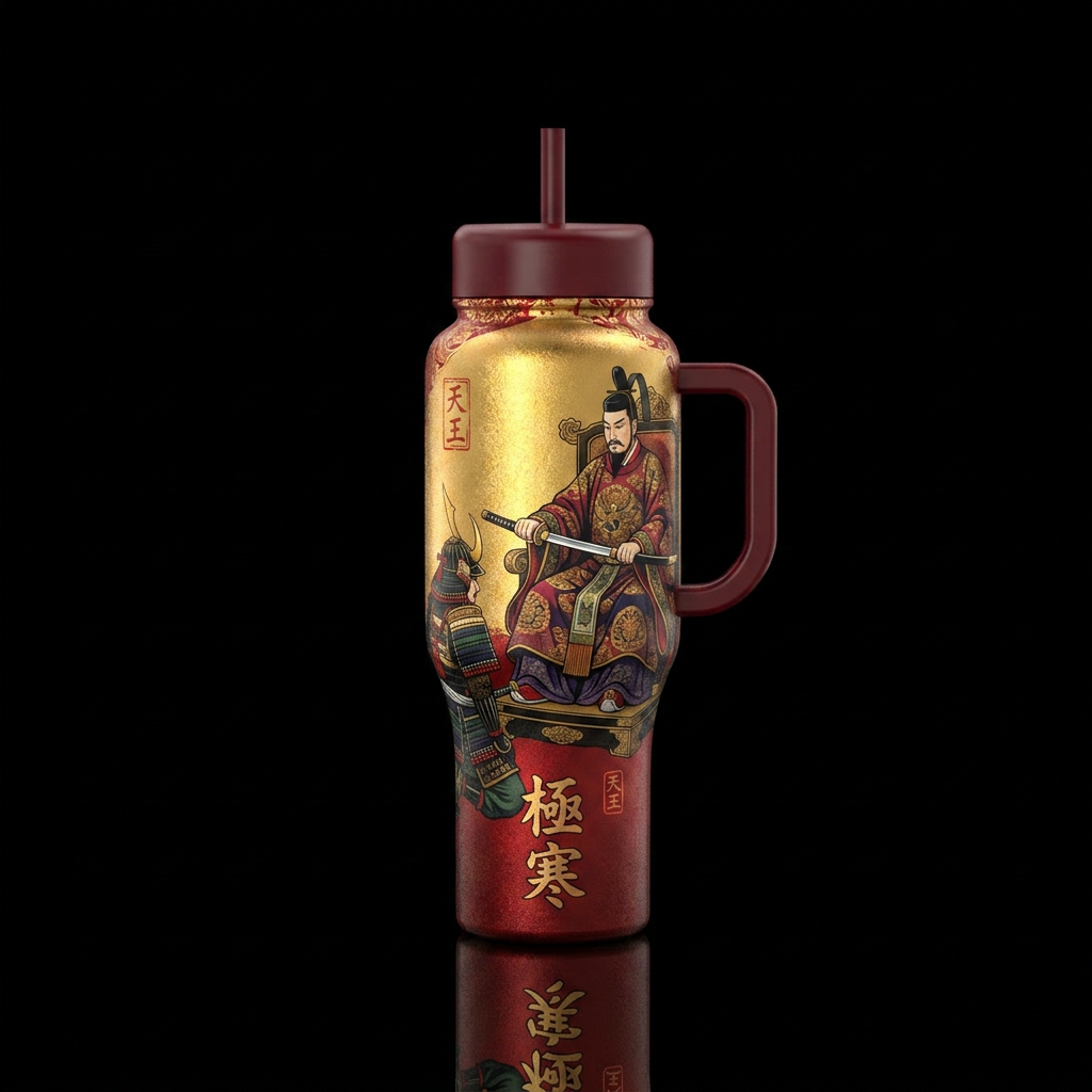 Japanese Emporer awarding sword to a victorious Sa... water bottle design
