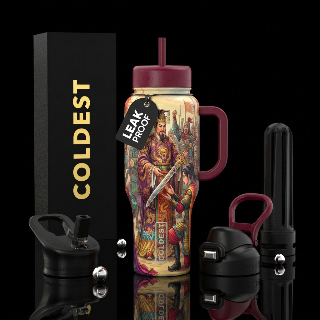 Chinese Emporer giving Sword to a victorious Mulan... water bottle design