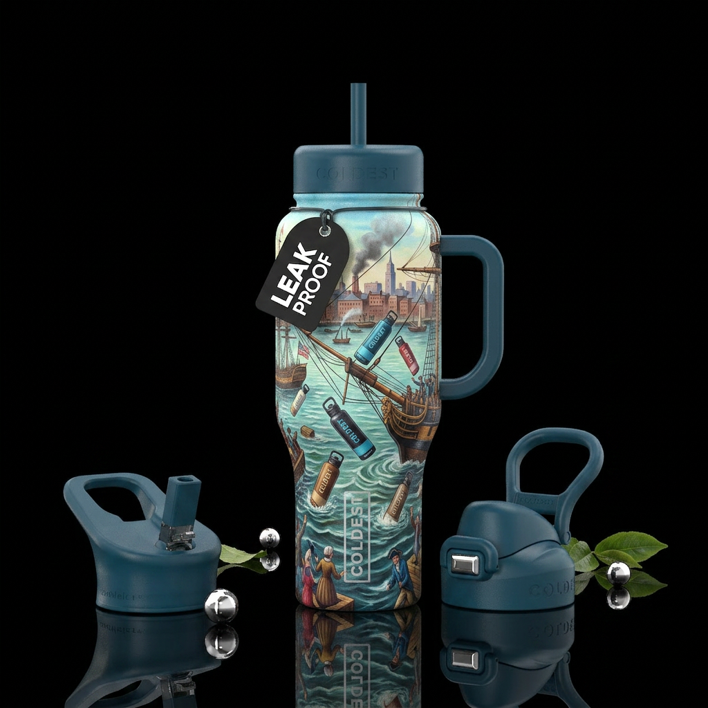 If the Boston Tea party happened with coldest bott... water bottle design