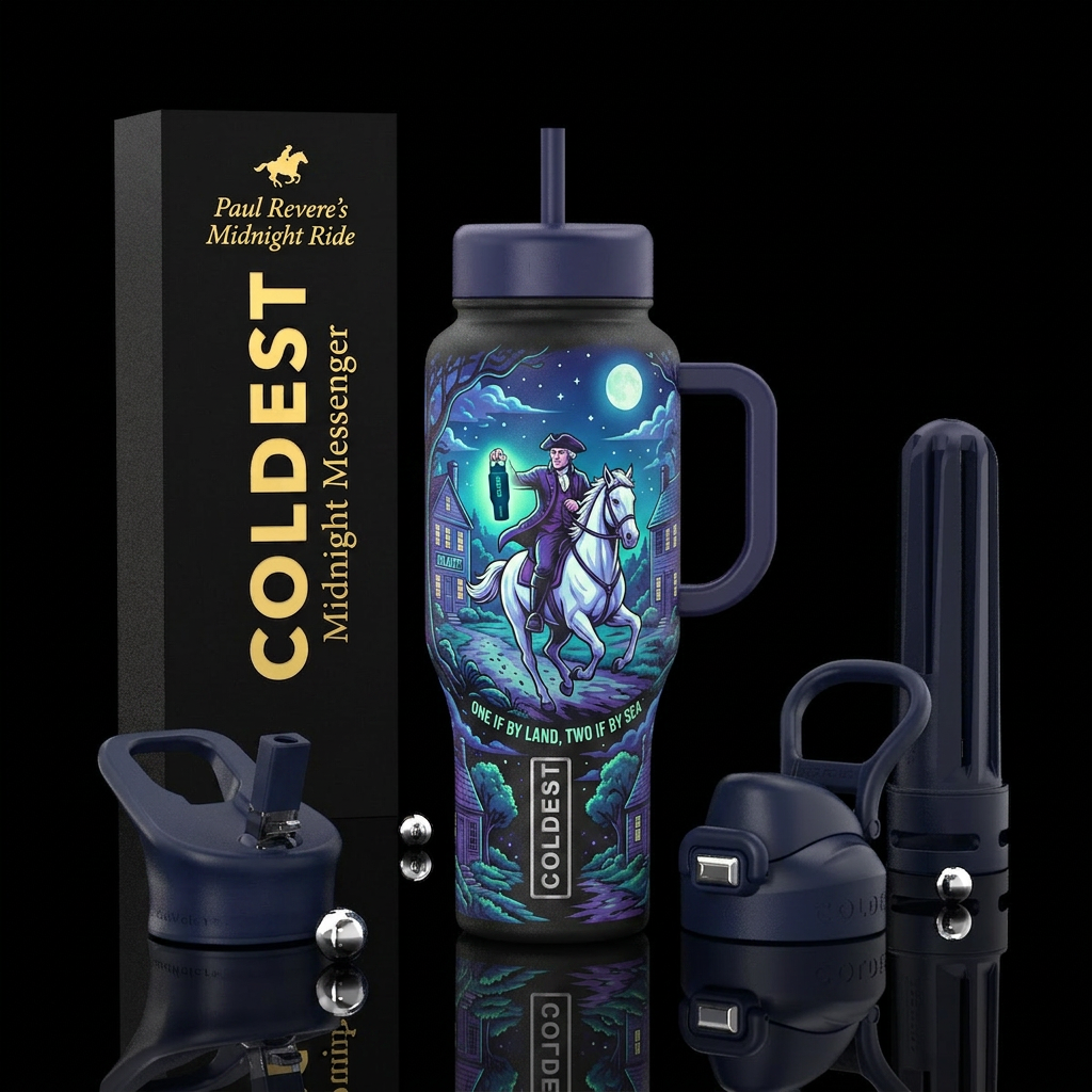 The ride of Paul Revere with glow in the dark Cold... water bottle design
