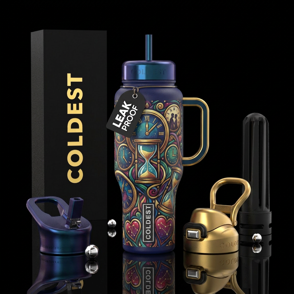 A love that transcends time. water bottle design