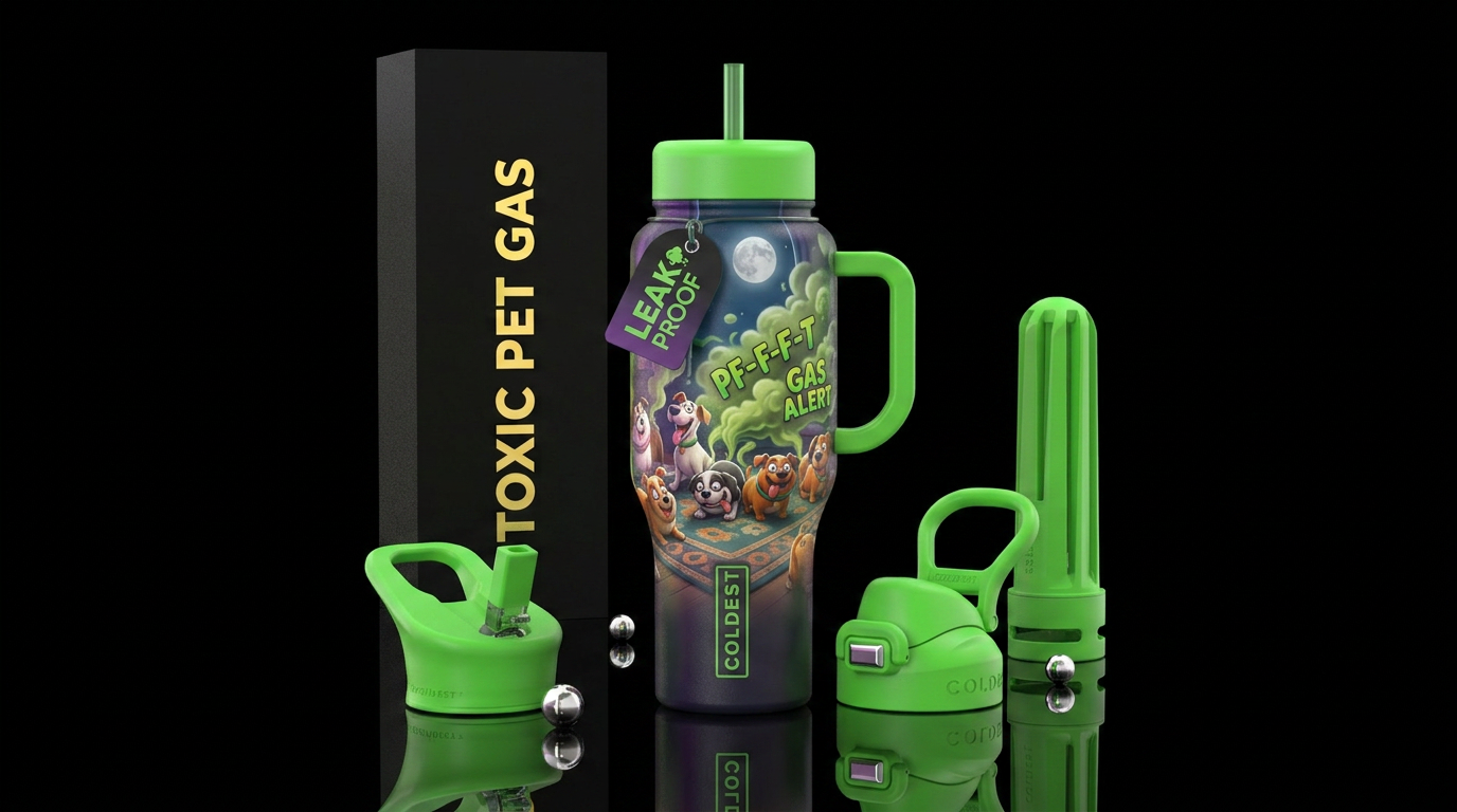 Nightly dog flatulence toxic pet gas water bottle design