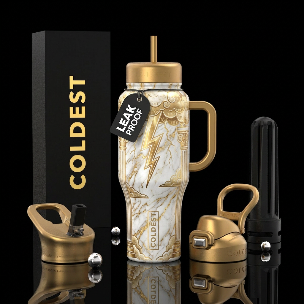 Tumbler is decorated like the palace of zues with ... water bottle design