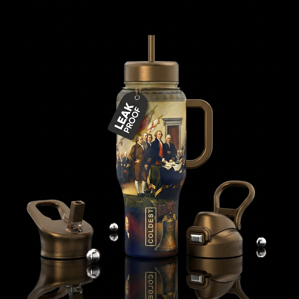 Signing of the Declaration of Independence with de... water bottle design
