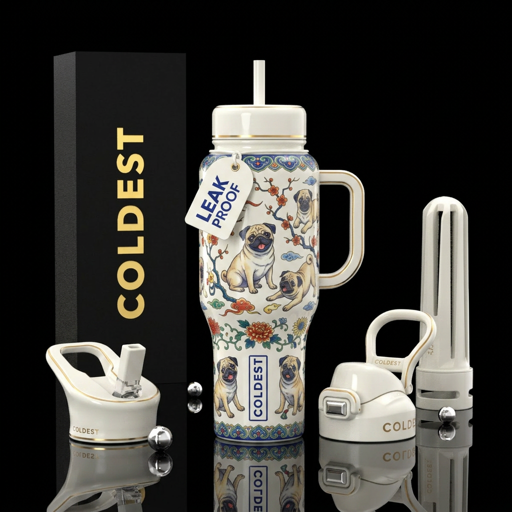 Chinese porcelain featuring pugs water bottle design