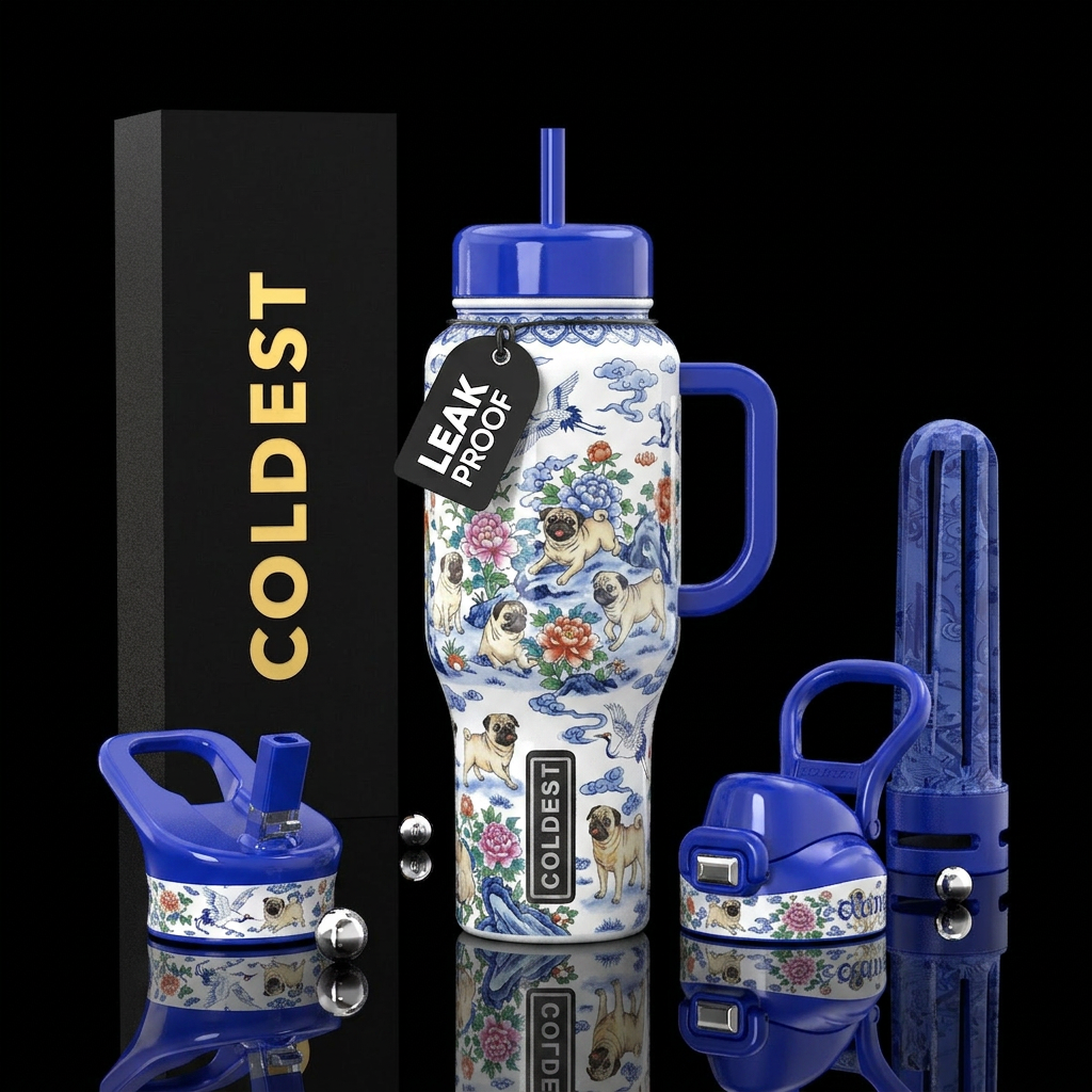 Chinese porcelain featuring pugs water bottle design
