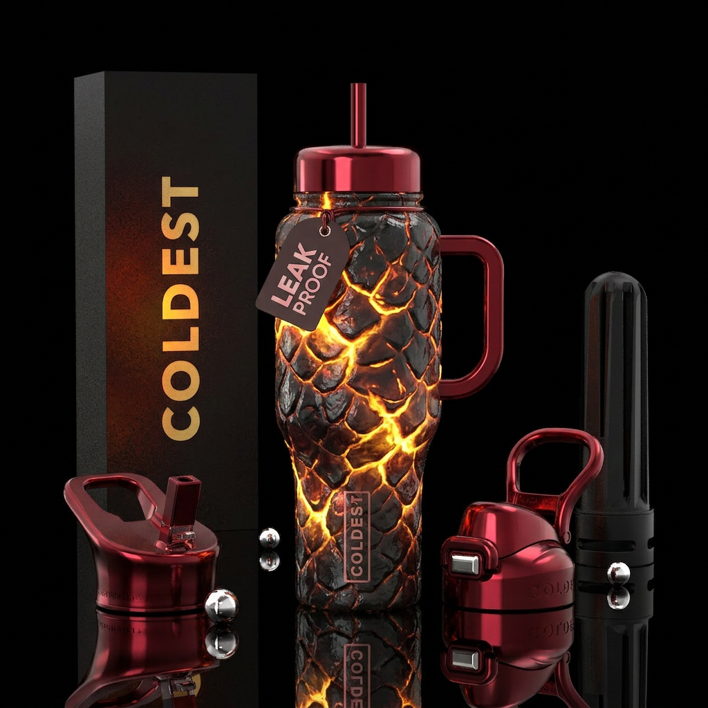 Glowy fire dragon egg water bottle design